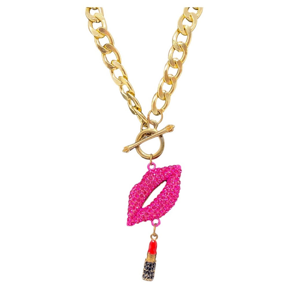 Pink Kiss Gold Chunky Necklace